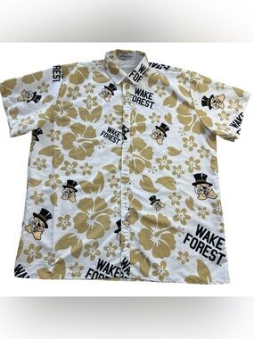 Wake Forest Demon Deacons Men’s Hawaiian Shirt Floral Button-Up Shirt NCAA sz XL